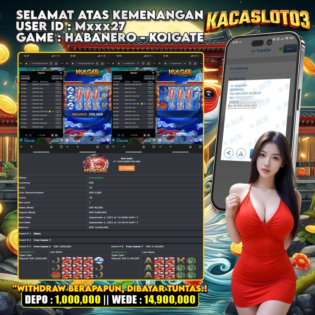 KACASLOT03 Bukti Kemenangan KOI GATE HABANERO