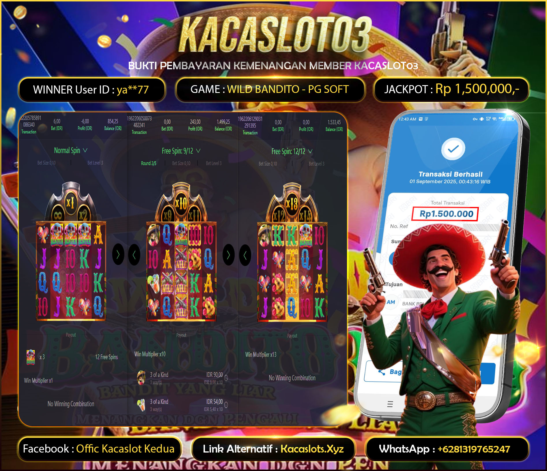 KACASLOT03 Bukti Kemenangan WILD BANDITO – PG SOFT