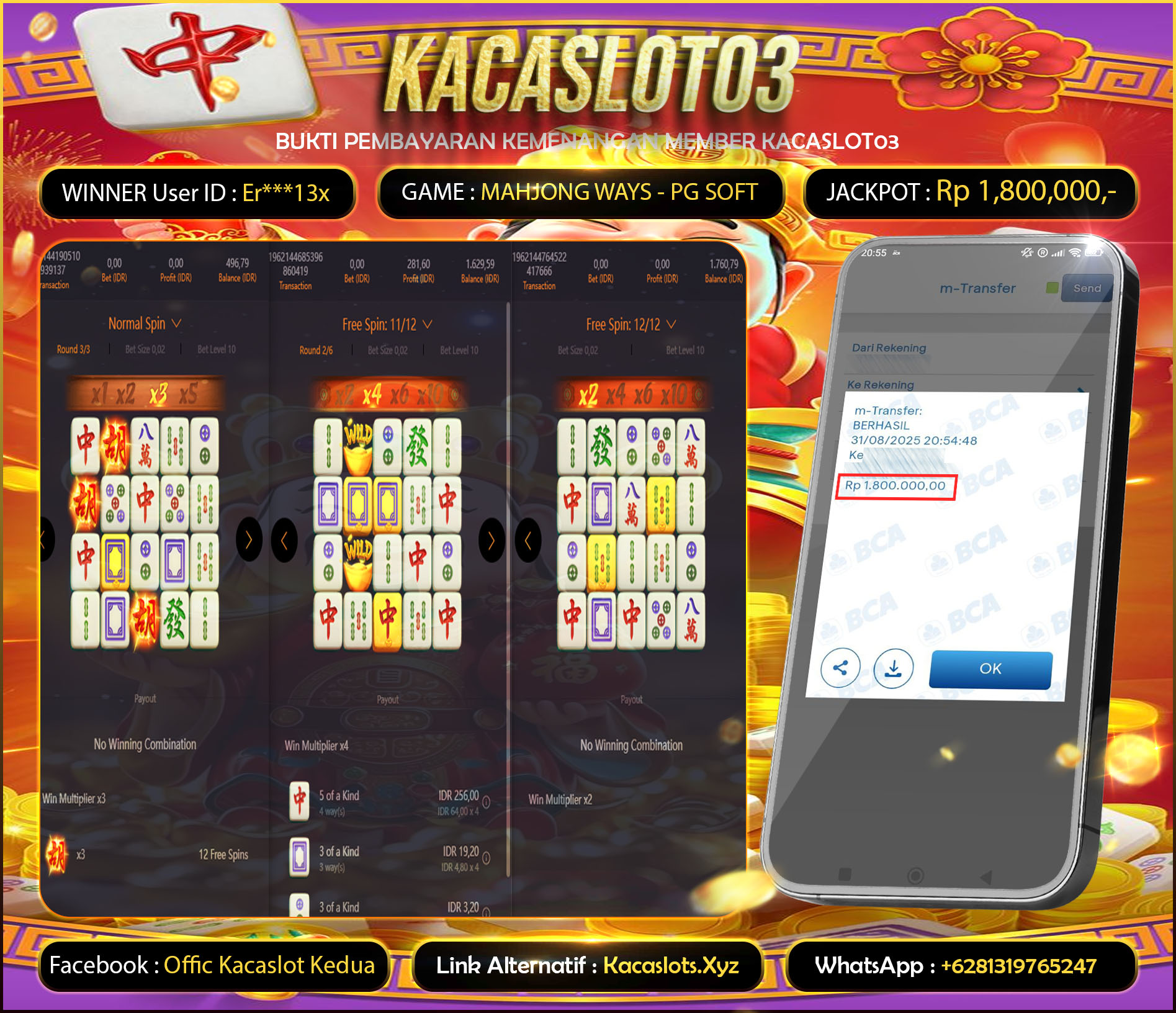 KACASLOT03 Bukti Kemenangan MAHJONG WAYS – PG SOFT