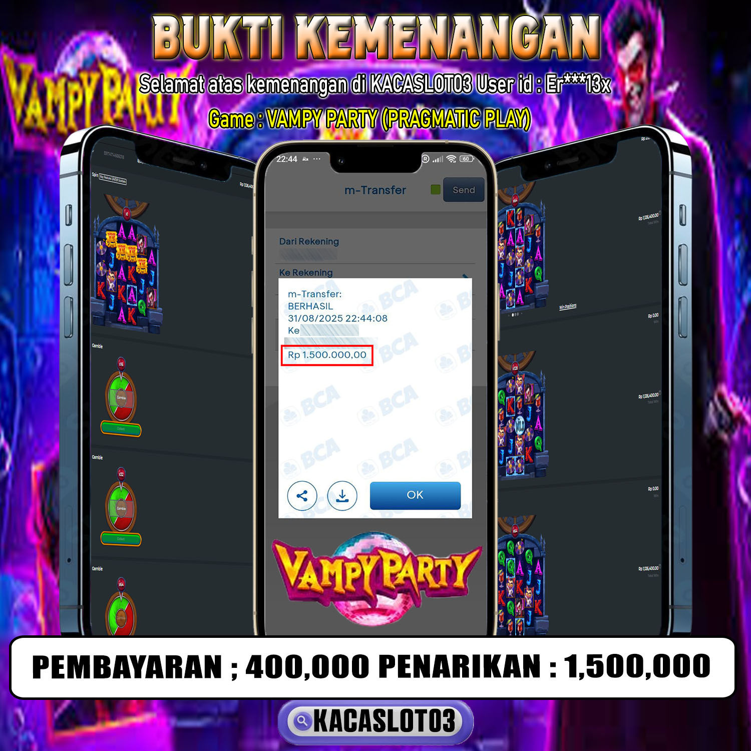 KACASLOT03 Bukti Kemenangan VAMPY PARTY – PRAGMATIC PLAY