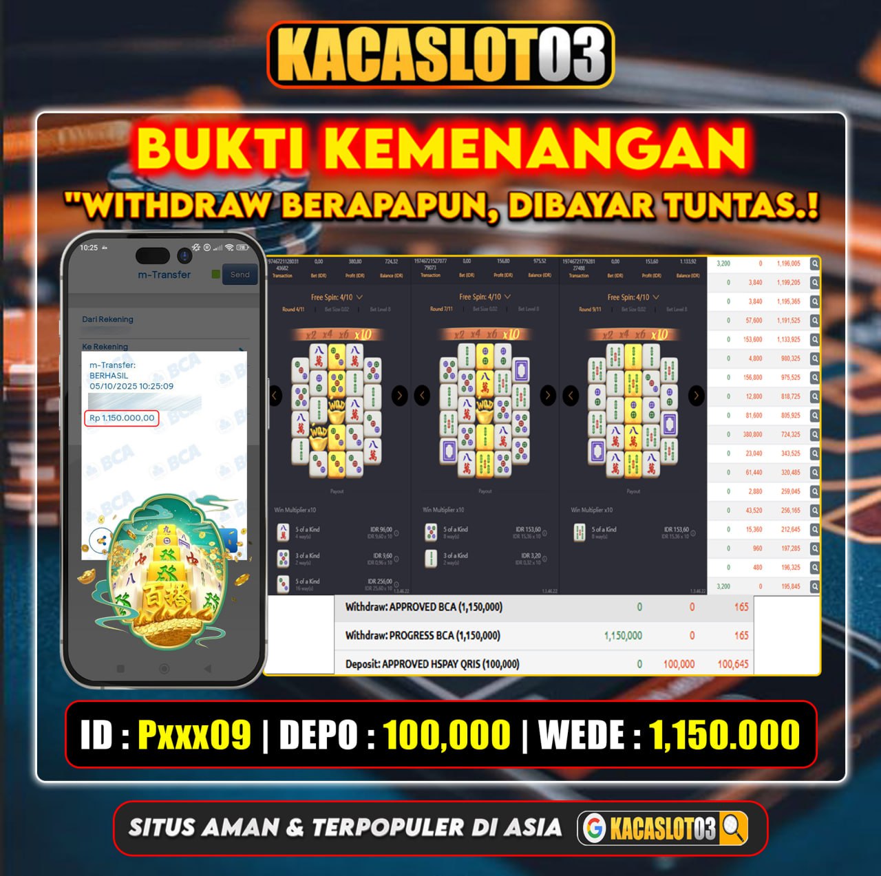 KACASLOT03 Bukti Kemenangan MAHJONG WAYS