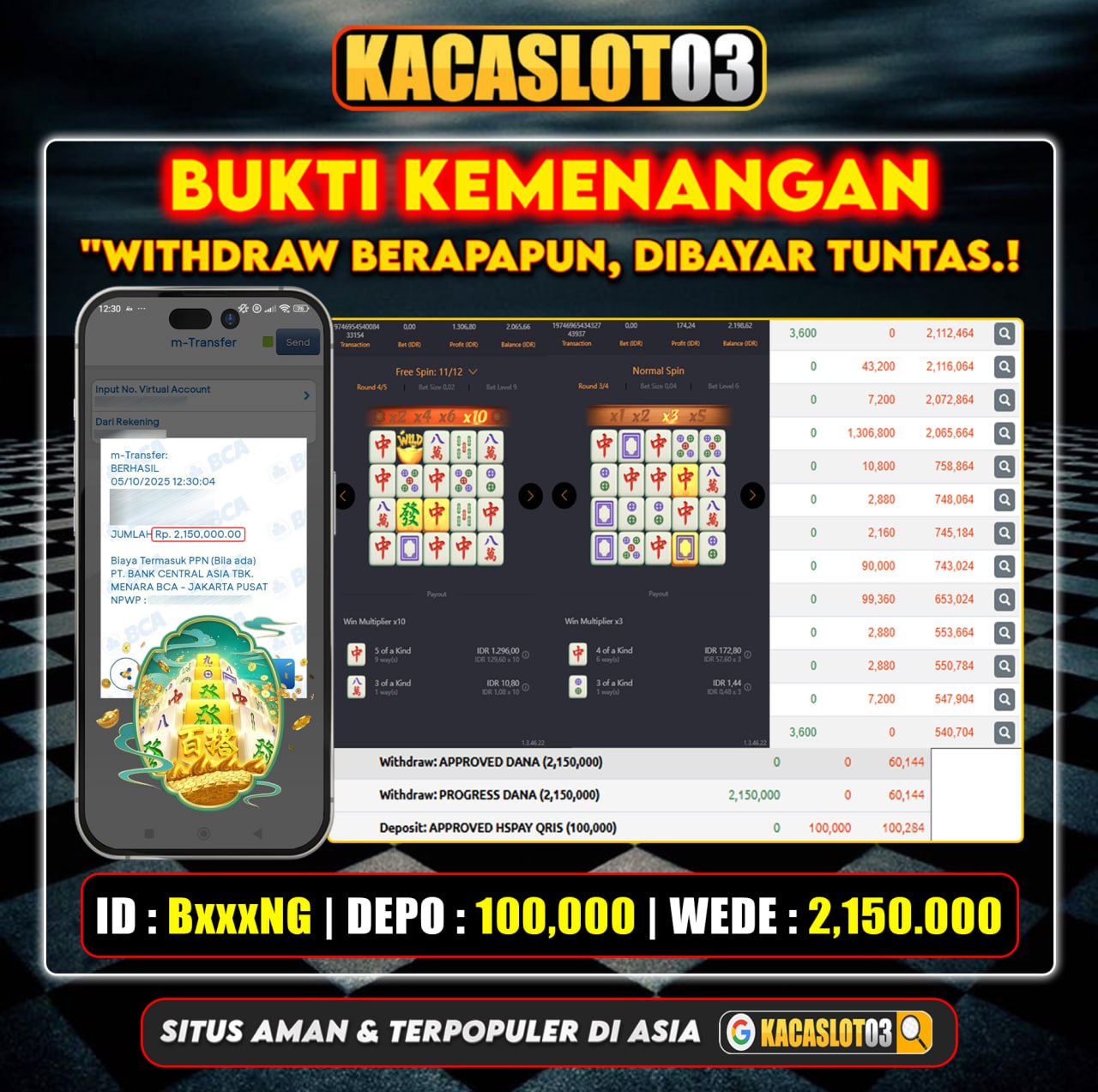 KACASLOT03 Bukti Kemenangan MAHJONG WAYS