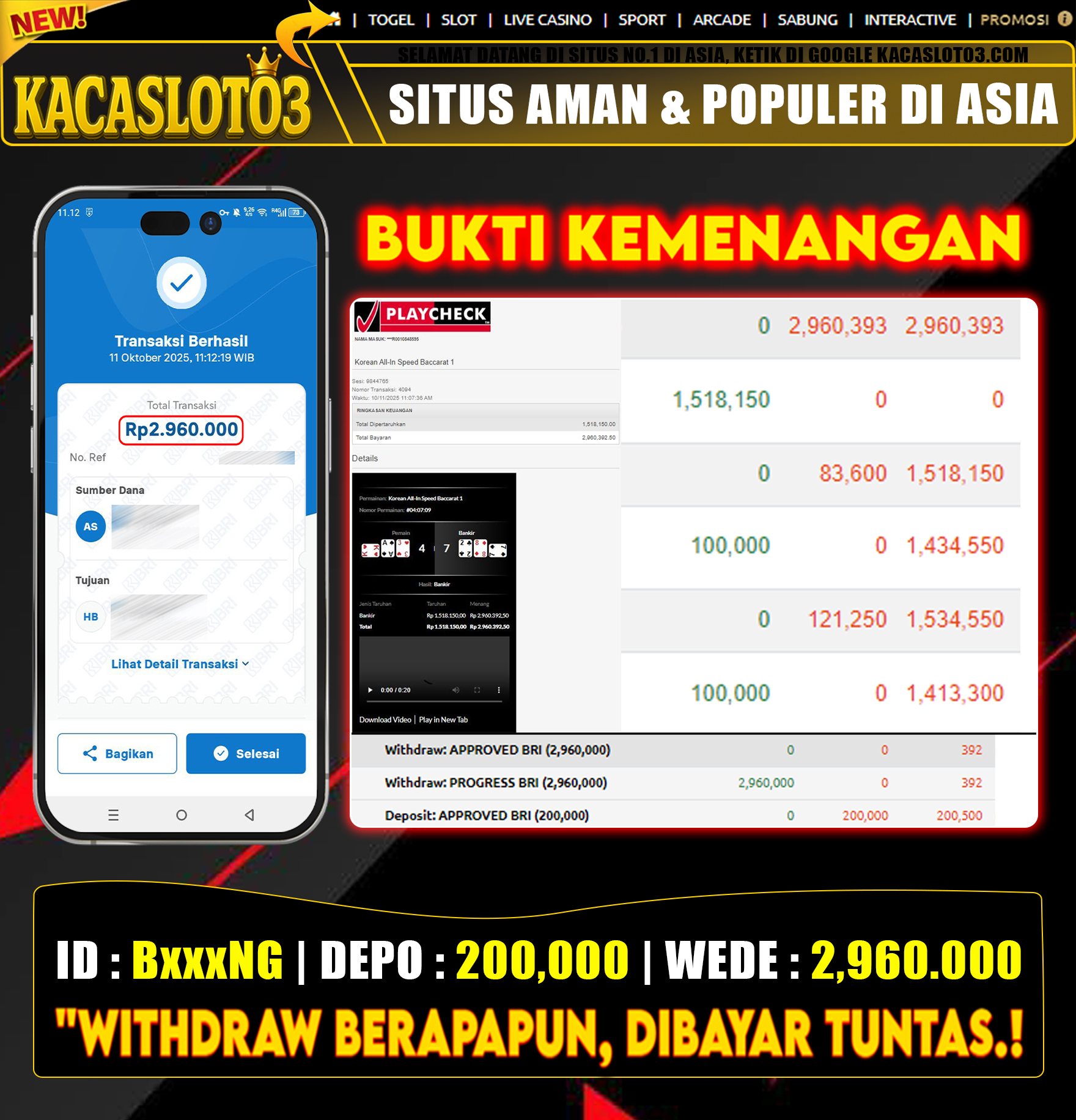 KACASLOT03 Bukti Kemenangan CASINO BACCARAT