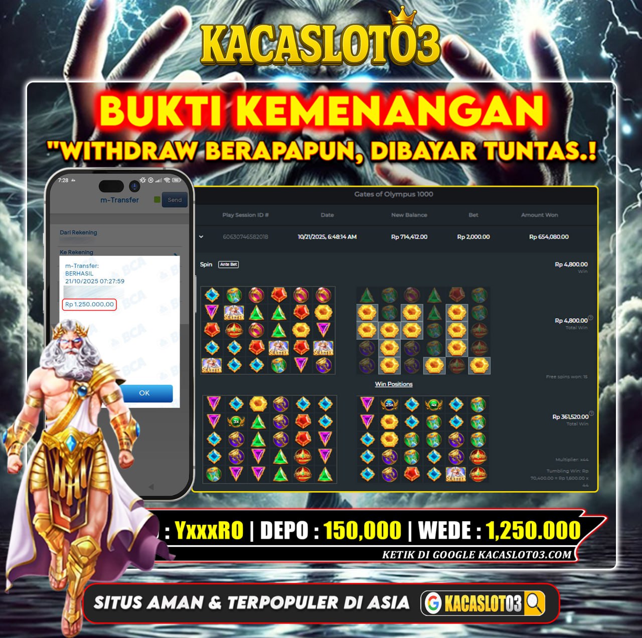 KACASLOT03 Bukti Kemenangan GATES OF OLYMPUS 1000