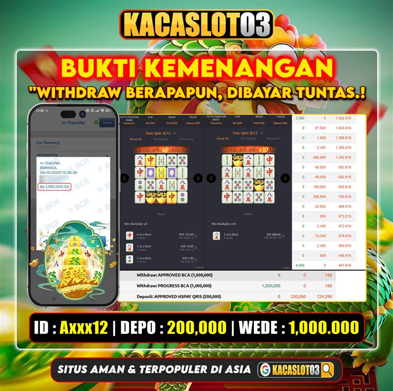 KACASLOT03 Bukti Kemenangan MAHJONG WAYS