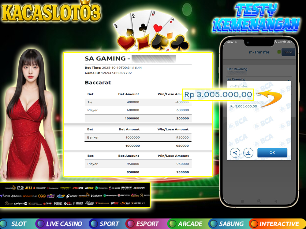 KACASLOT03 Bukti Kemenangan BACCARAT – SA GAMING