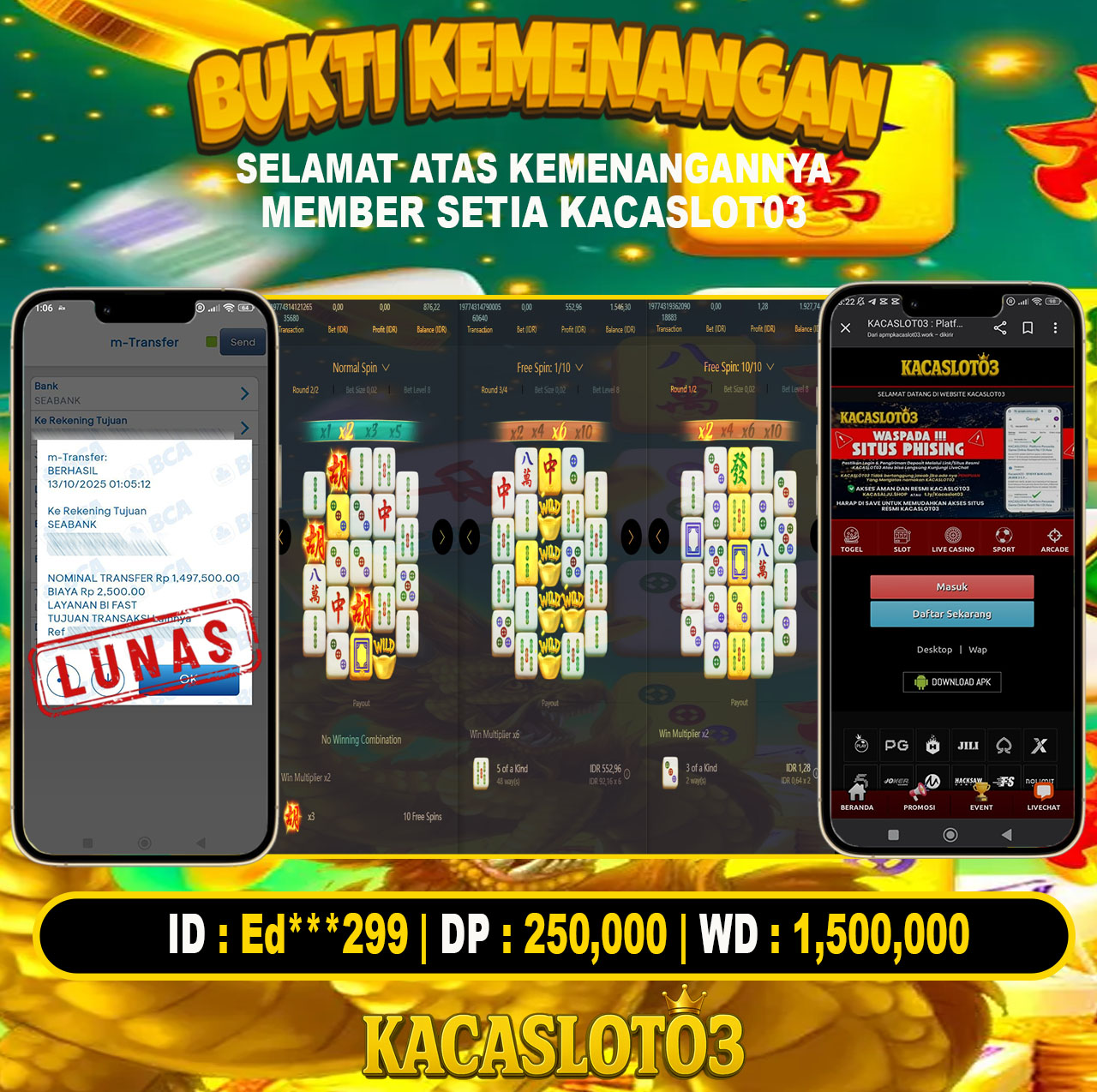 KACASLOT03 Bukti Kemenangan MAHJONG WAYS 2 – PG SOFT