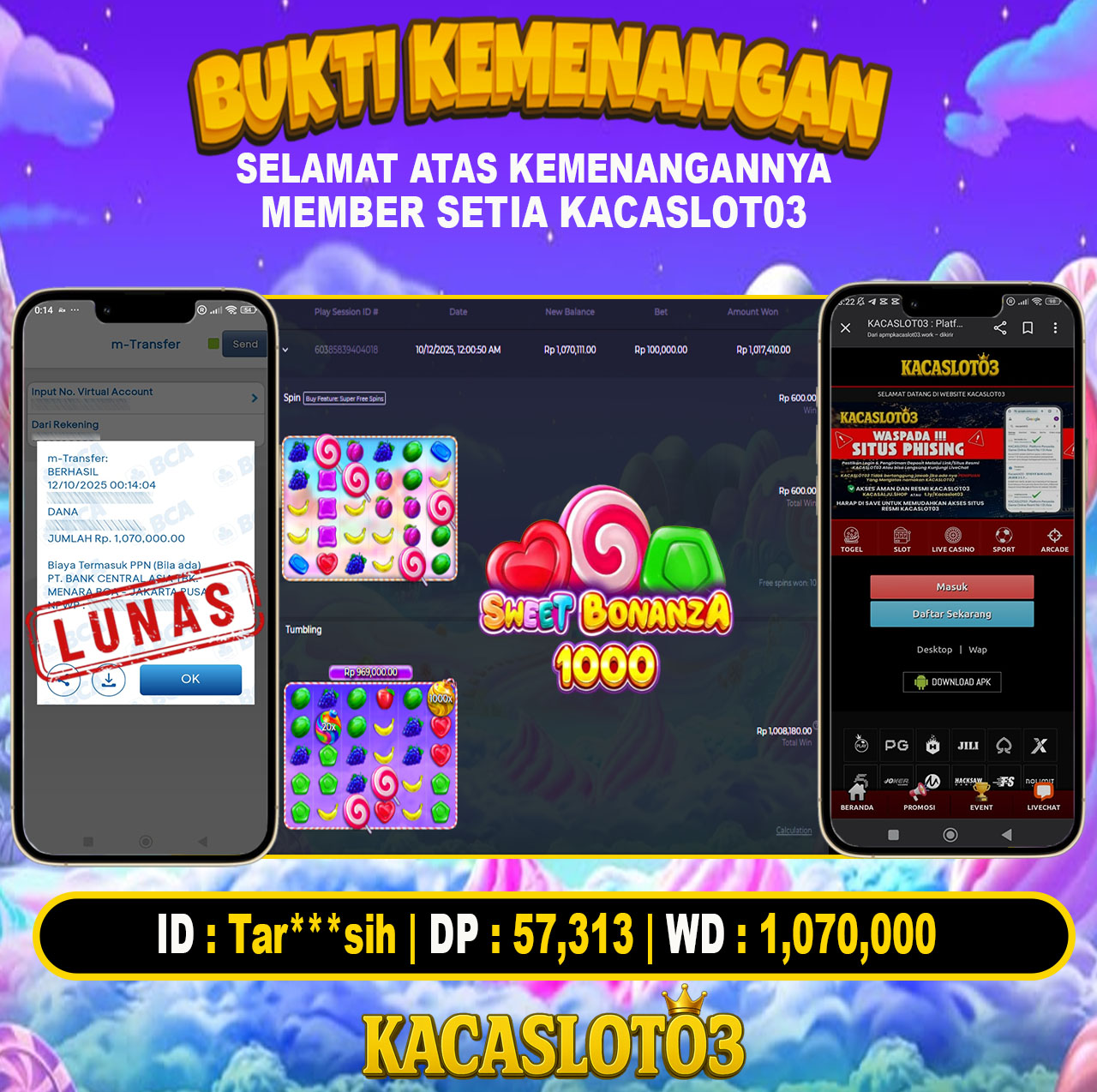 KACASLOT03 Bukti Kemenangan SWEET BONANZA 1000 – PRAGMATIC PLAY