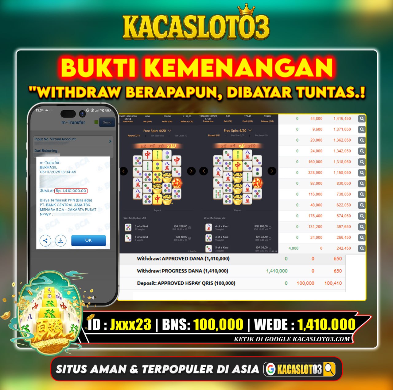 KACASLOT03 Bukti Kemenangan MAHJONG WAYS