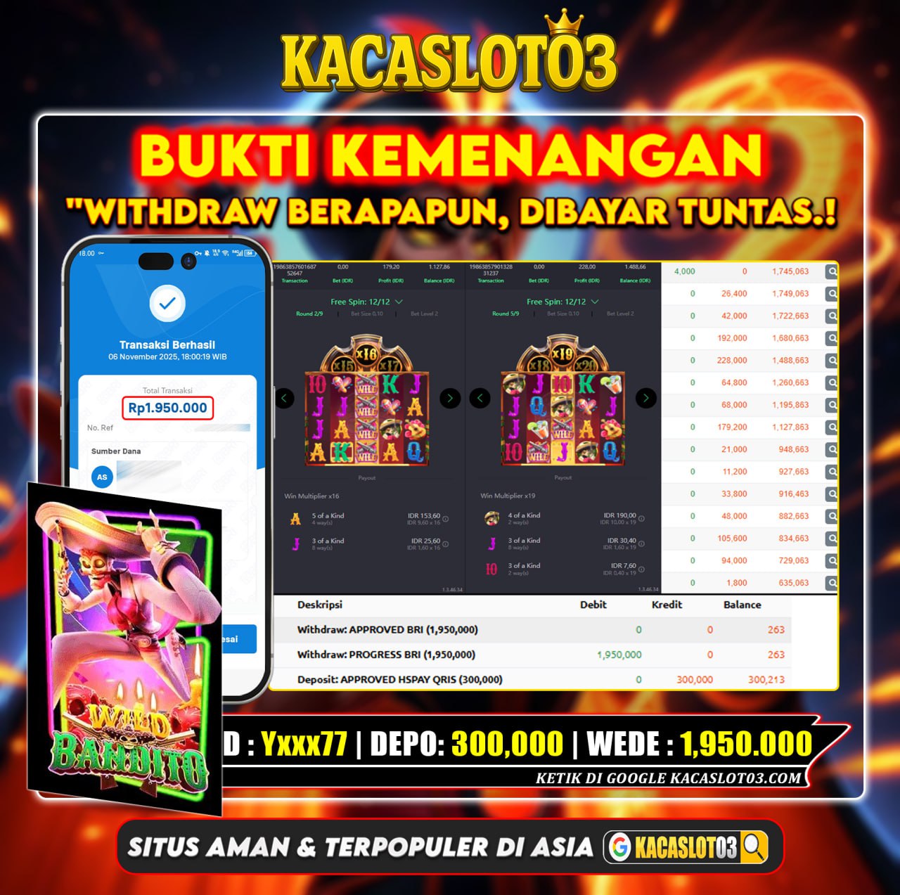 KACASLOT03 Bukti Kemenangan WILD BANDITO