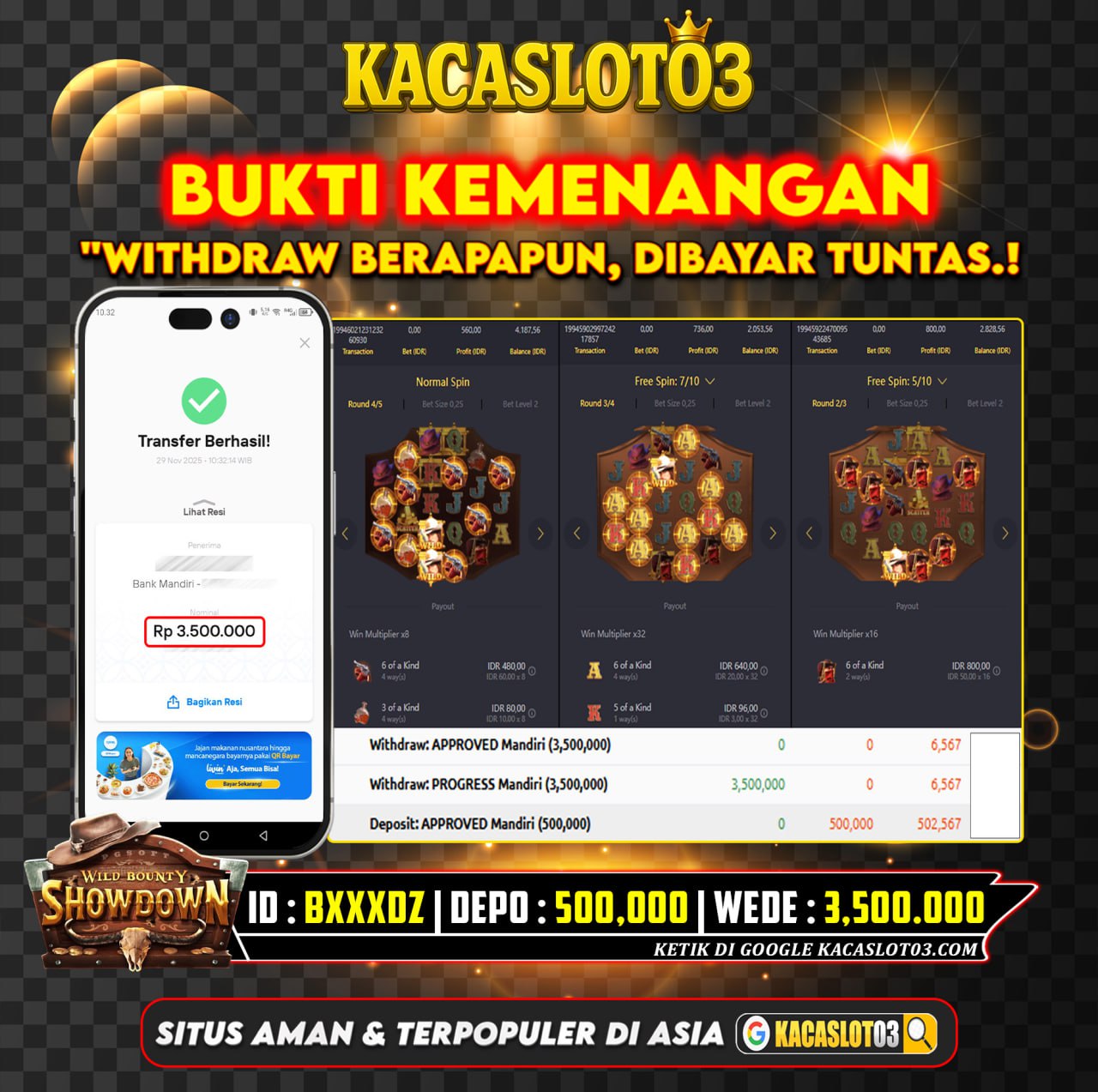 KACASLOT03 Bukti Kemenangan WILD BOUNTY SHADOW – PG SOFT