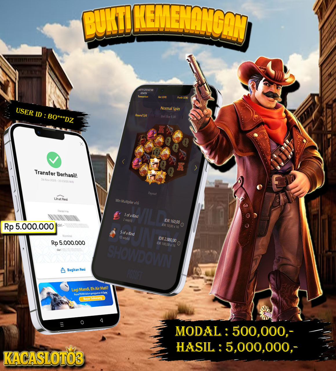 KACASLOT03 Bukti Kemenangan WILD BOUNTY SHOWDOWN – PG SOFT