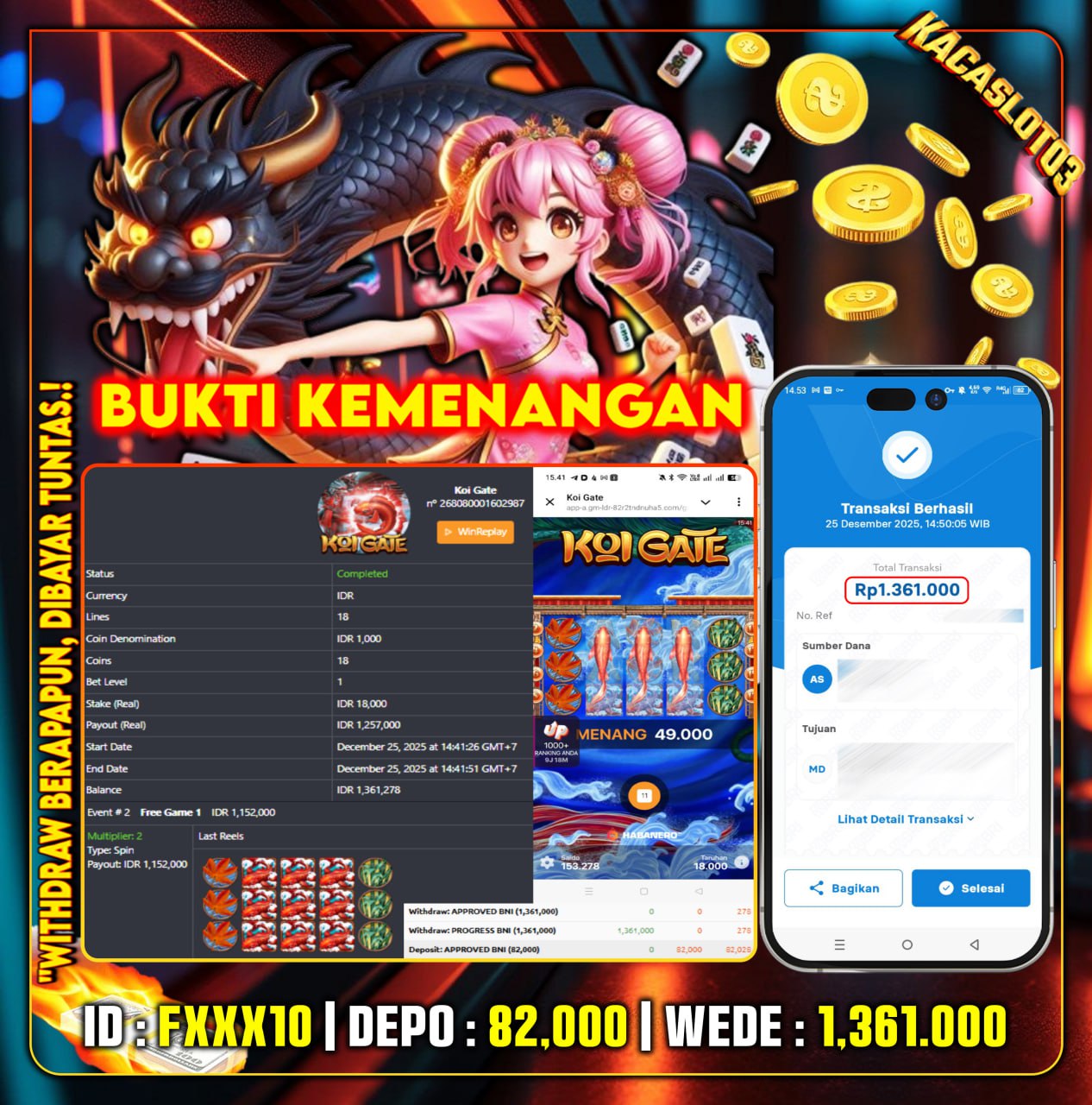 KACASLOT03 Bukti Kemenangan KOI GATE HABANERO