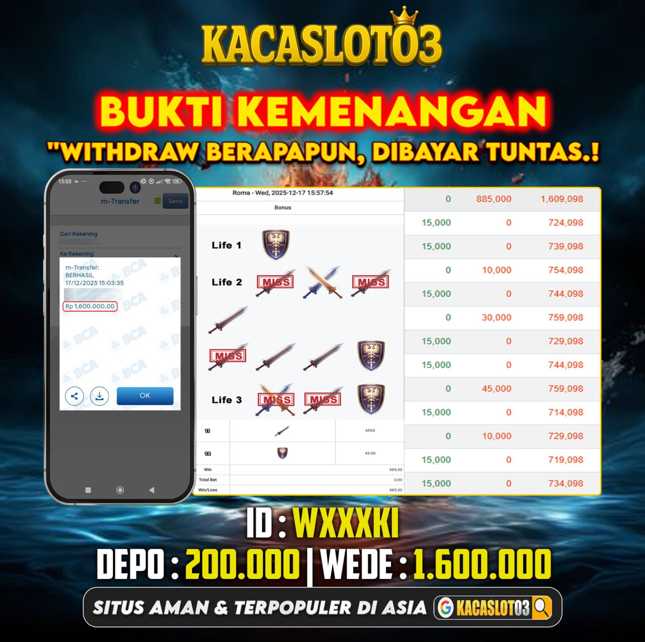 KACASLOT03 Bukti Kemenangan Slot-Roma