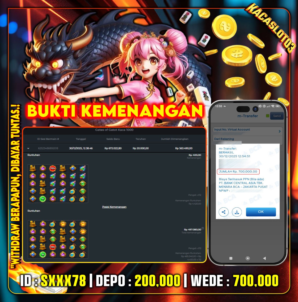 KACASLOT03 Bukti Kemenangan GATES OF GATOT KACA 1000