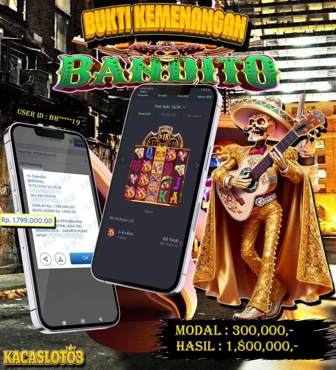 KACASLOT03 Bukti Kemenangan WILD BANDITO – PG SOFT