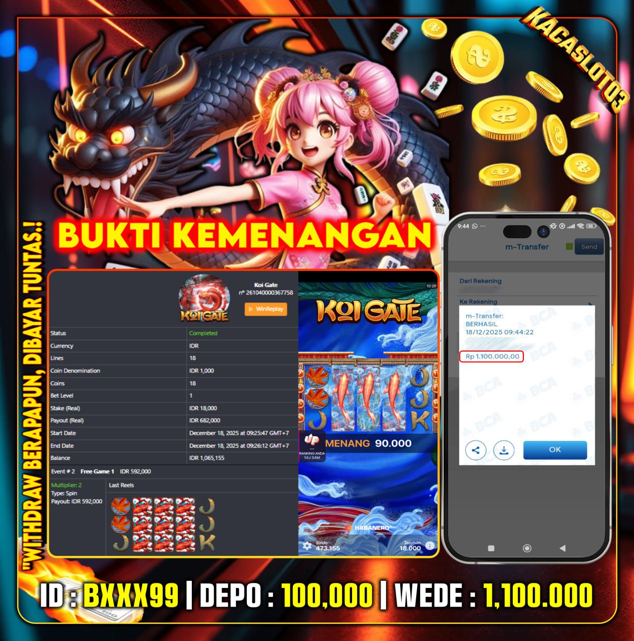 KACASLOT03 Bukti Kemenangan KOI GATE HABANERO