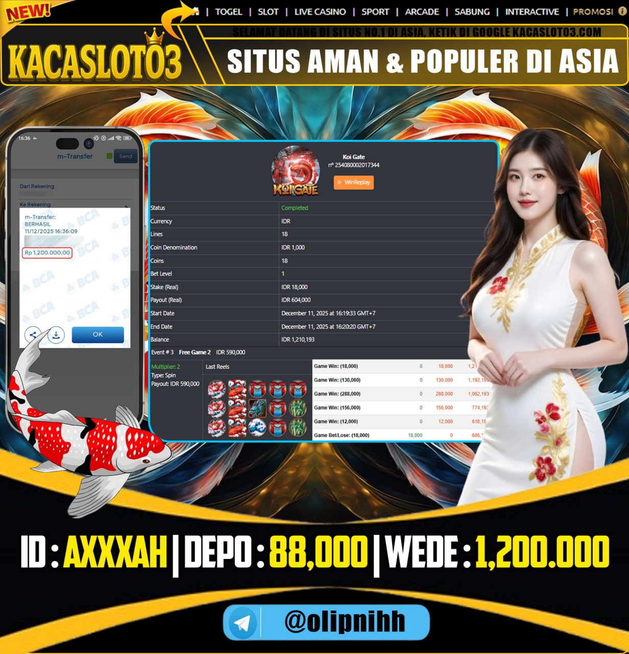 KACASLOT03 Bukti Kemenangan KOI GATE HABANERO