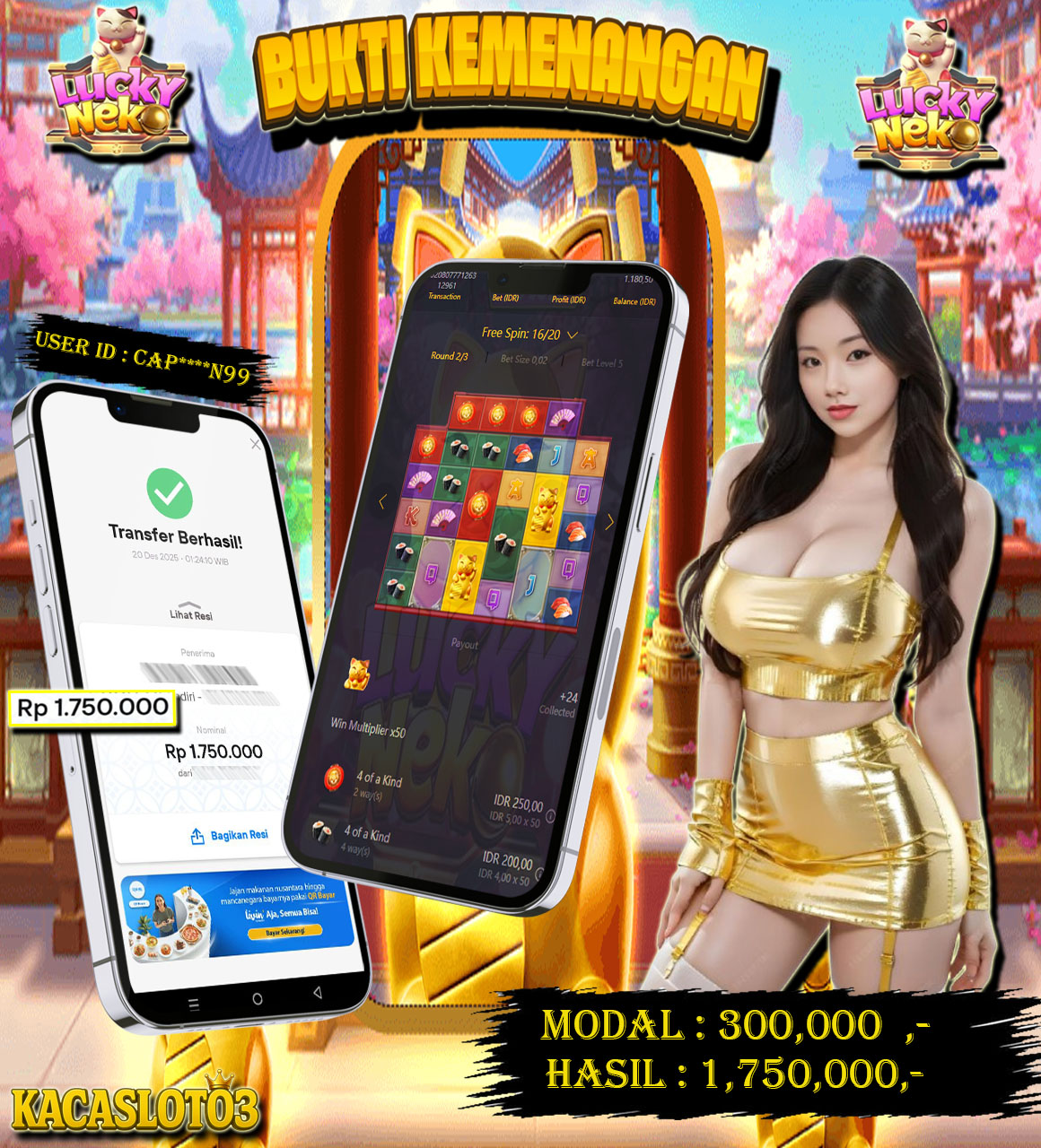KACASLOT03 Bukti Kemenangan LUCKY NEKO – PG SOFT
