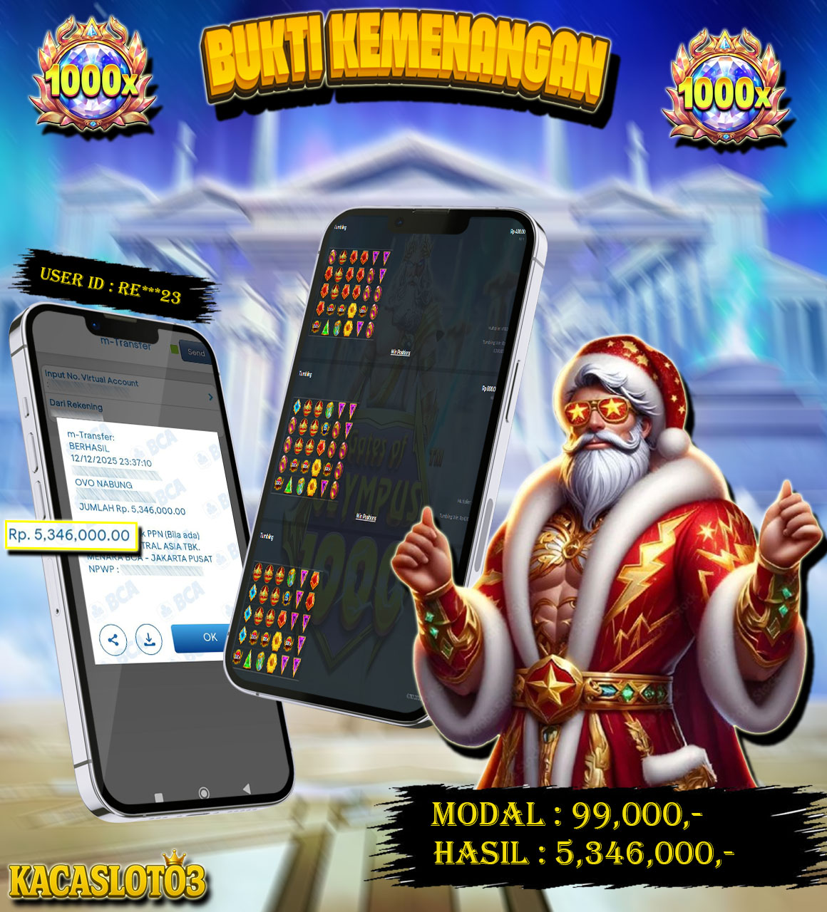 KACASLOT03 Bukti Kemenangan GATES OF OLYMPUS 1000 – PRAGMATIC PLAY