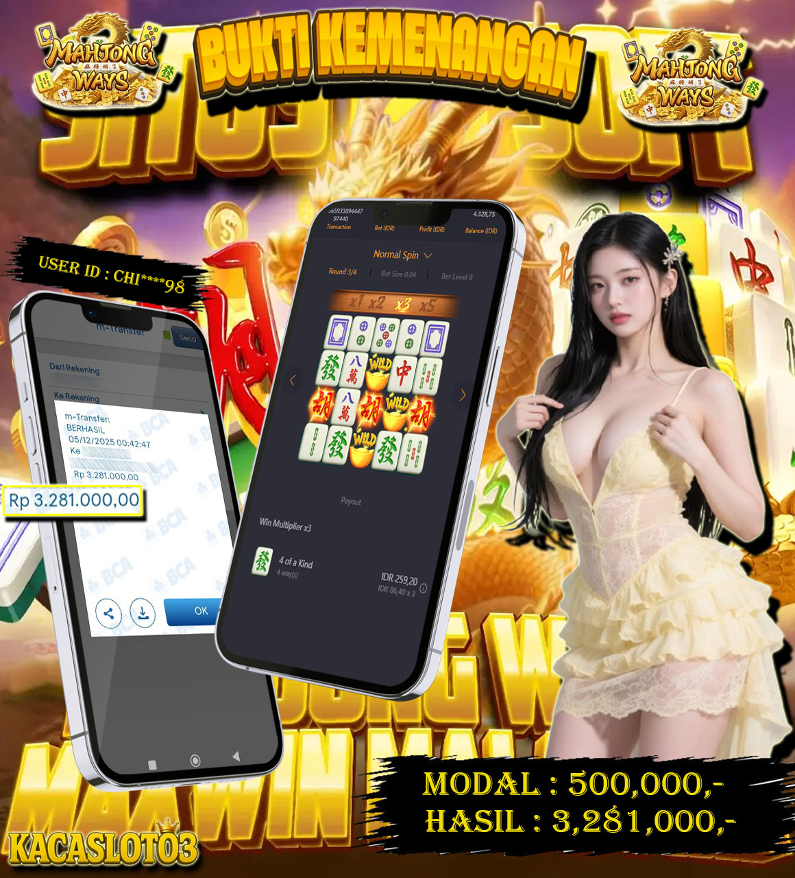 KACASLOT03 Bukti Kemenangan MAHJONG WAYS  – PG SOFT