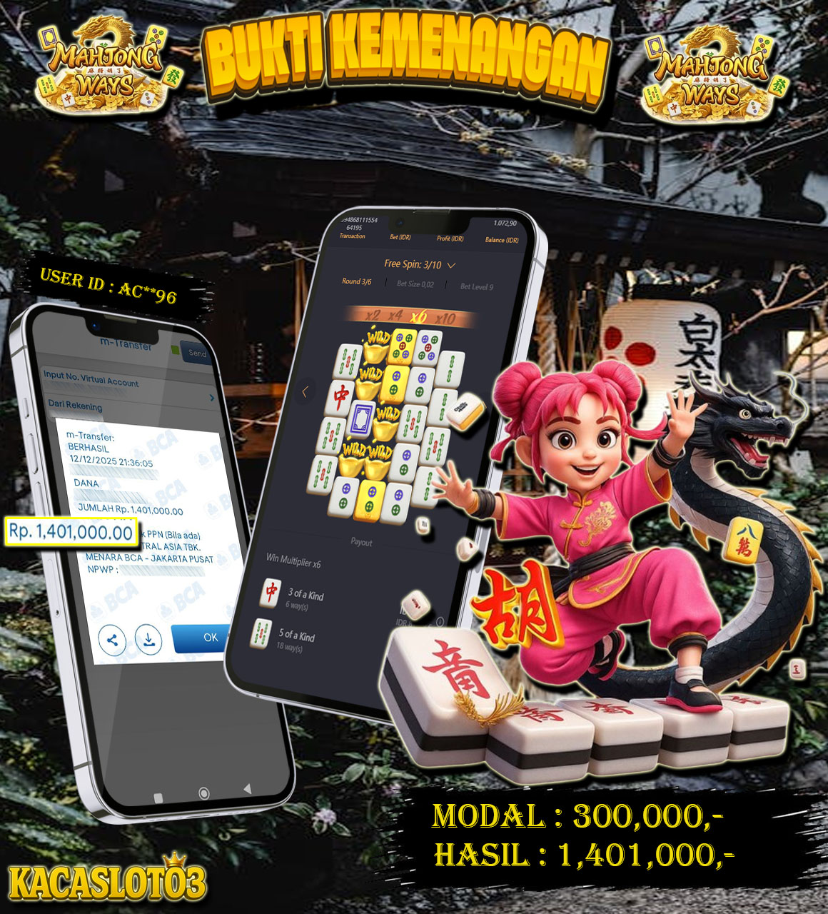KACASLOT03 Bukti Kemenangan MAHJONG WAYS 2 – PG SOFT