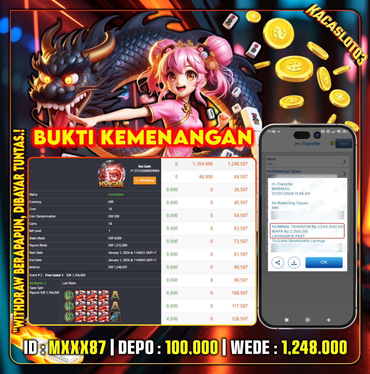 KACASLOT03 Bukti Kemenangan KOI GATE HABANERO