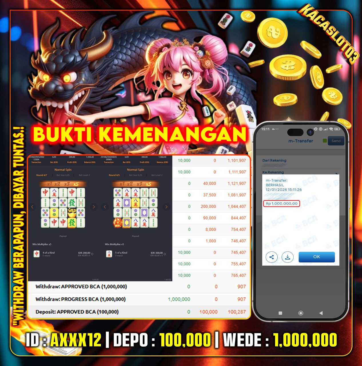 KACASLOT03 Bukti Kemenangan MAHJONG WAYS PG – SOFT