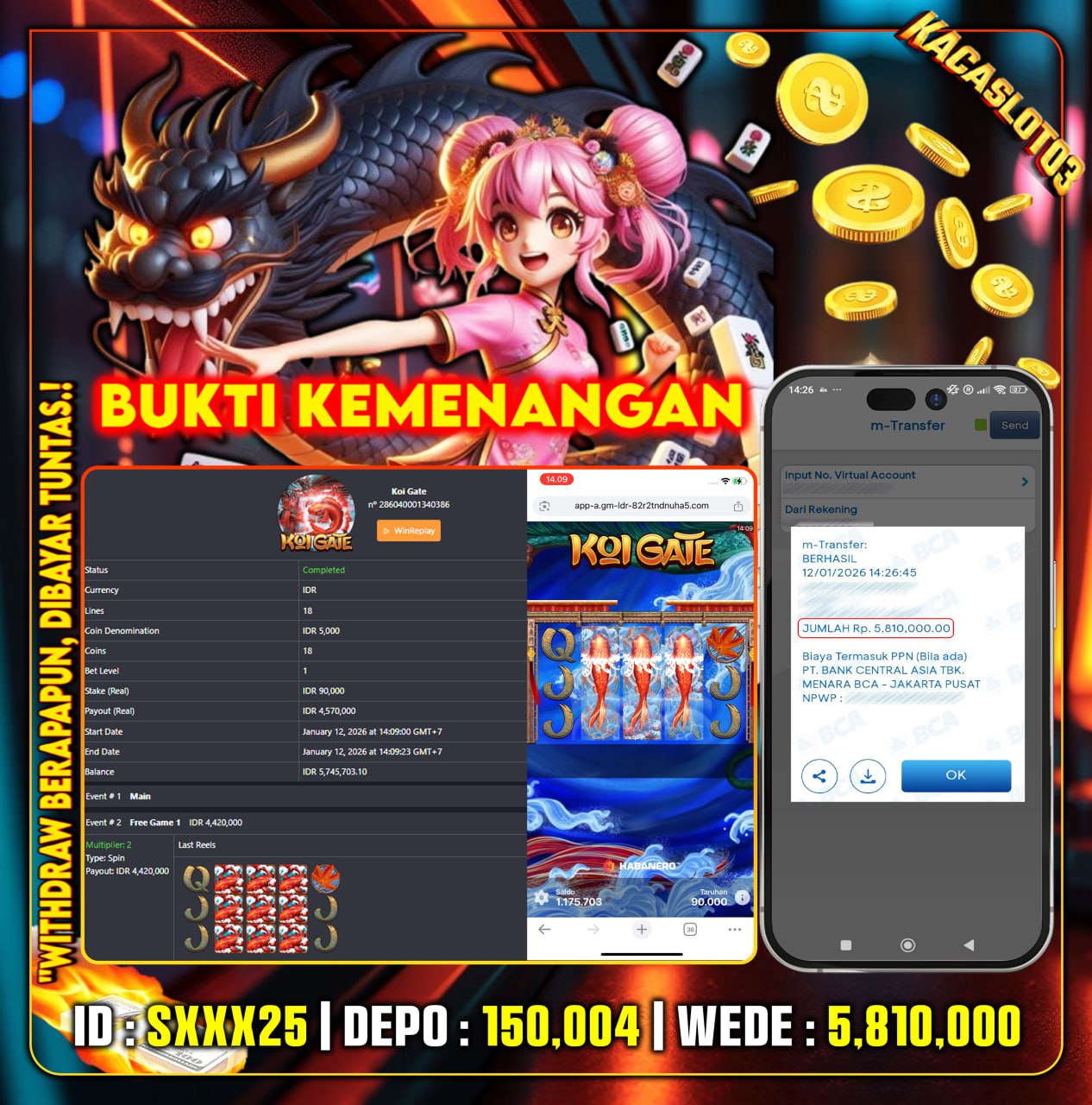 KACASLOT03 Bukti Kemenangan KOI GATE HABANERO