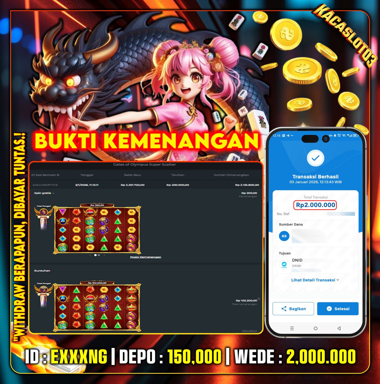 KACASLOT03 Bukti Kemenangan GATES OF OLYMPUS SUPER SCATTER