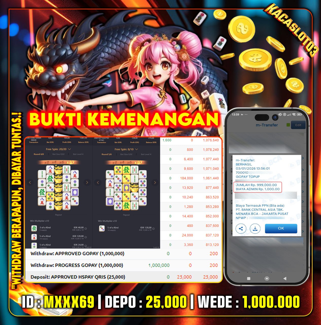 KACASLOT03 Bukti Kemenangan MAHJONG WAYS PG – SOFT