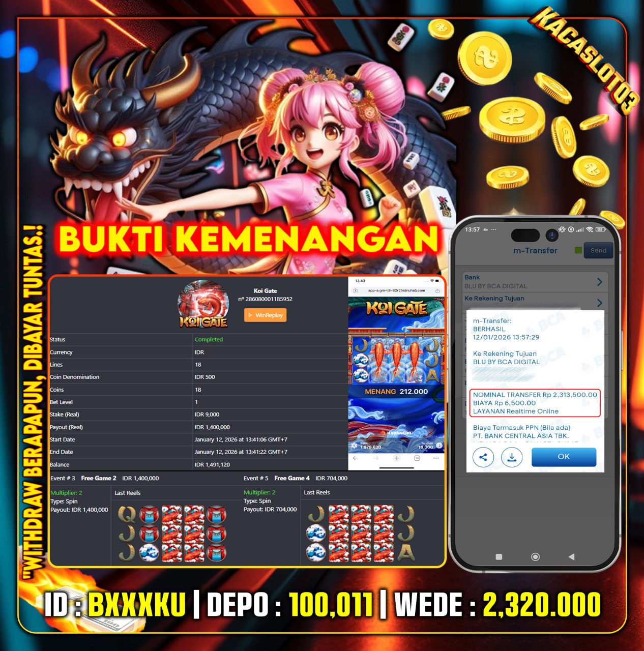 KACASLOT03 Bukti Kemenangan KOI GATE HABANERO