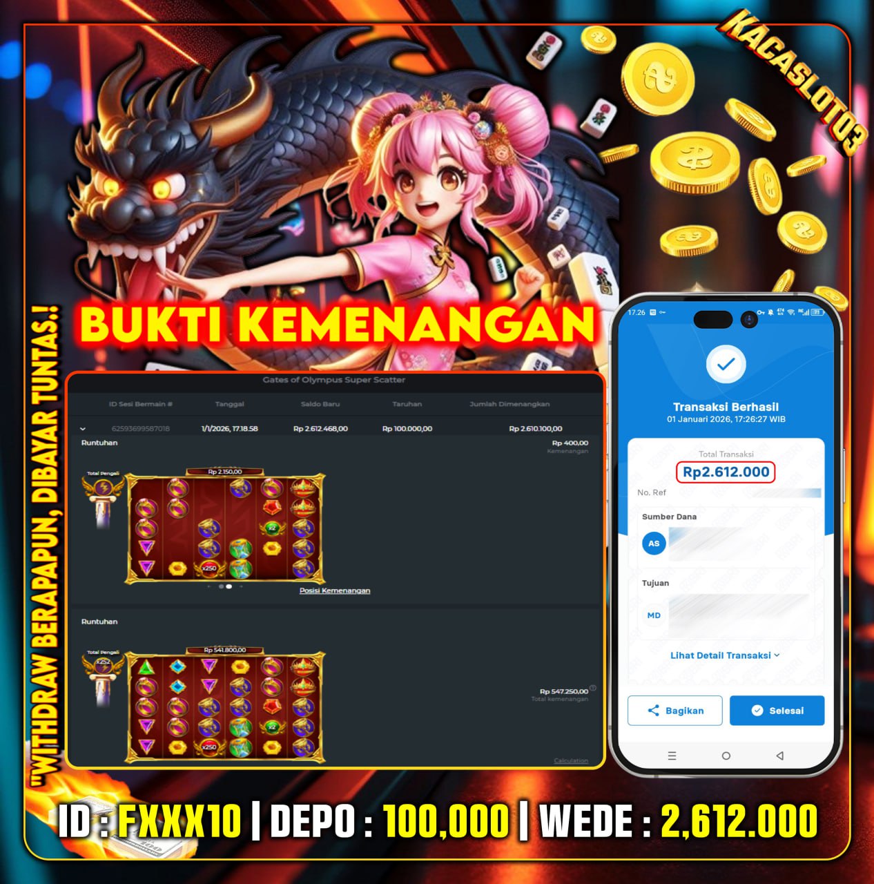 KACASLOT03 Bukti Kemenangan GATES OF OLYMPUS SUPER SCATTER